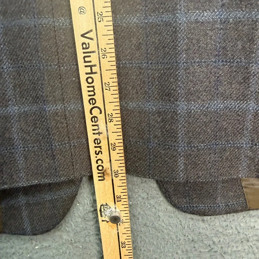 Lauren Ralph Lauren Blazer Mens 42R Brown Blue Windowpane Plaid 100% Wool Jacket